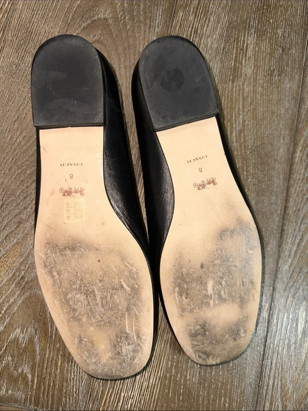 Coach Whitley Black Leather Double Strap Mary Jane Ballet Flats Size 8